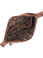 American West 4385884 Ladies Cowtown Trail Rider Crossbody Hip Bag Brown inside view. If you need any assistance with this item or the purchase of this item please call us at five six one seven four eight eight eight zero one Monday through Saturday 10:00a.m EST to 8:00 p.m EST