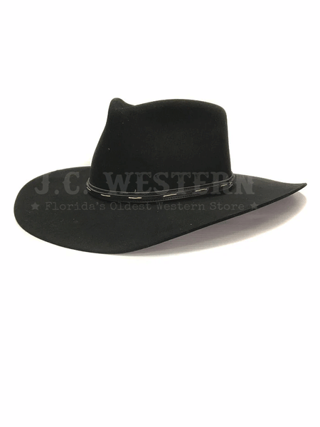 Serratelli VAIL 4X Felt Western Hat Black side and front view. If you need any assistance with this item or the purchase of this item please call us at five six one seven four eight eight eight zero one Monday through Saturday 10:00a.m EST to 8:00 p.m EST