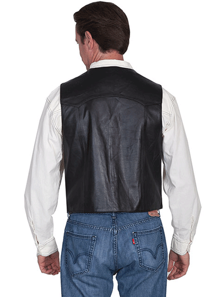 Scully 509-144 Mens Lapel Western Soft Touch Lamb Vest Black back view. If you need any assistance with this item or the purchase of this item please call us at five six one seven four eight eight eight zero one Monday through Saturday 10:00a.m EST to 8:00 p.m EST