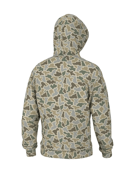 Local Boy Outfitters L1300033-SDMC Mens Hilltop Hoodie Sand Dog & Moon Camo back view. If you need any assistance with this item or the purchase of this item please call us at five six one seven four eight eight eight zero one Monday through Saturday 10:00a.m EST to 8:00 p.m EST