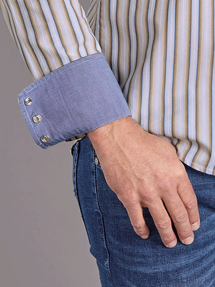 Stetson 11-001-0476-2070 Mens Long Sleeve Snap Western Shirt Ombre Stripe cuff view. If you need any assistance with this item or the purchase of this item please call us at five six one seven four eight eight eight zero one Monday through Saturday 10:00a.m EST to 8:00 p.m EST