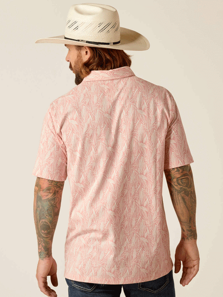 Ariat 10048532 Mens Retro Polo Shirt Rose back view. If you need any assistance with this item or the purchase of this item please call us at five six one seven four eight eight eight zero one Monday through Saturday 10:00a.m EST to 8:00 p.m EST