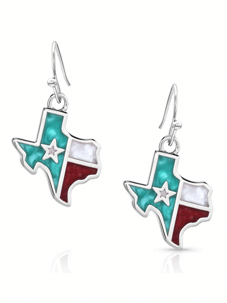 Montana Silversmiths ER5619 Womens Texas Forever Earrings Silver front view. If you need any assistance with this item or the purchase of this item please call us at five six one seven four eight eight eight zero one Monday through Saturday 10:00a.m EST to 8:00 p.m EST