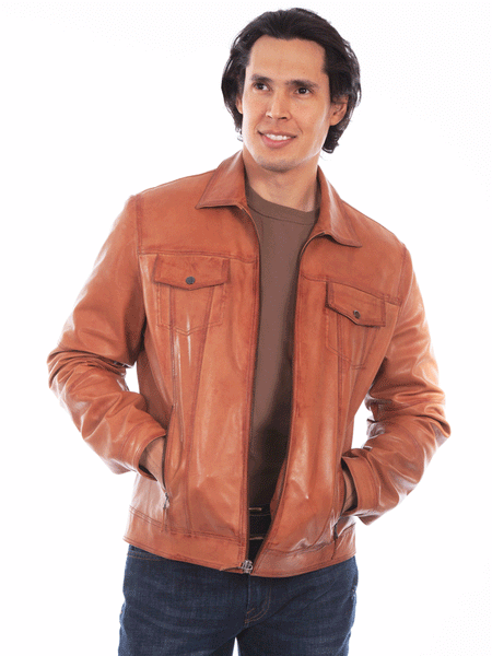 Scully 1032-10 Mens Vintage Leather Jacket Cognac front view. If you need any assistance with this item or the purchase of this item please call us at five six one seven four eight eight eight zero one Monday through Saturday 10:00a.m EST to 8:00 p.m EST