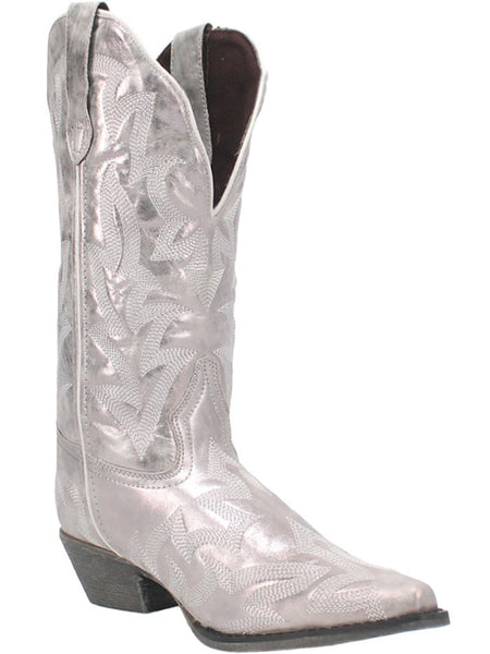 Laredo 52463 Womens DREAM GIRL Leather Boot Silver side / front view. If you need any assistance with this item or the purchase of this item please call us at five six one seven four eight eight eight zero one Monday through Saturday 10:00a.m EST to 8:00 p.m EST