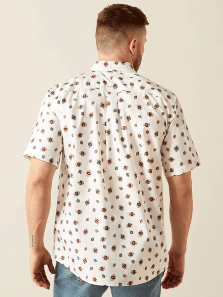 Ariat 10058748 Mens Westscott Classic Fit Short Sleeve Shirt White back view. If you need any assistance with this item or the purchase of this item please call us at five six one seven four eight eight eight zero one Monday through Saturday 10:00a.m EST to 8:00 p.m EST