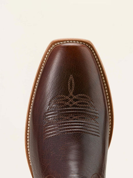 Ariat 10061305 Mens Southland Cowboy Boot Conquest Brown Hyper Blue toe view. If you need any assistance with this item or the purchase of this item please call us at five six one seven four eight eight eight zero one Monday through Saturday 10:00a.m EST to 8:00 p.m EST