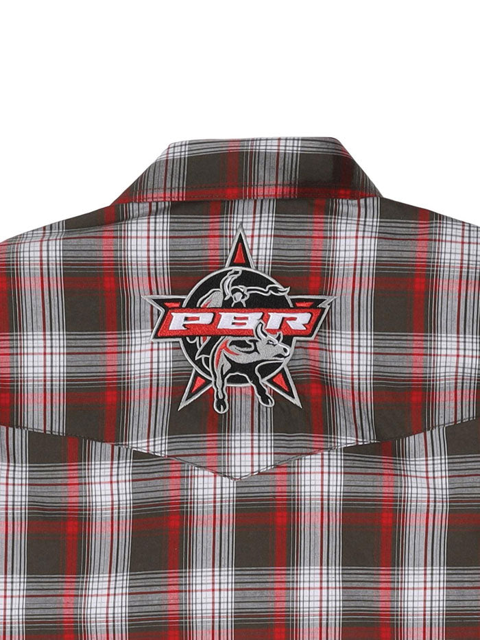 Wrangler 112330377 Mens PBR Long Sleeve Logo Shirt Red front view. If you need any assistance with this item or the purchase of this item please call us at five six one seven four eight eight eight zero one Monday through Saturday 10:00a.m EST to 8:00 p.m EST