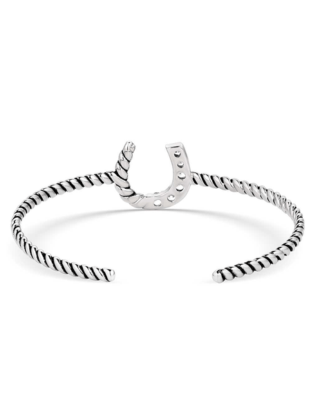 Montana Silversmiths BC5969 Womens Roping Luck Cuff Bracelet Silver back view. If you need any assistance with this item or the purchase of this item please call us at five six one seven four eight eight eight zero one Monday through Saturday 10:00a.m EST to 8:00 p.m EST