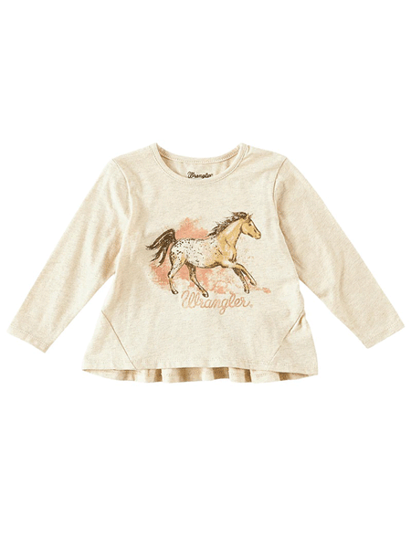 Wrangler 112322458 Infants Long Sleeve Printed TShirt Beige front view. If you need any assistance with this item or the purchase of this item please call us at five six one seven four eight eight eight zero one Monday through Saturday 10:00a.m EST to 8:00 p.m EST