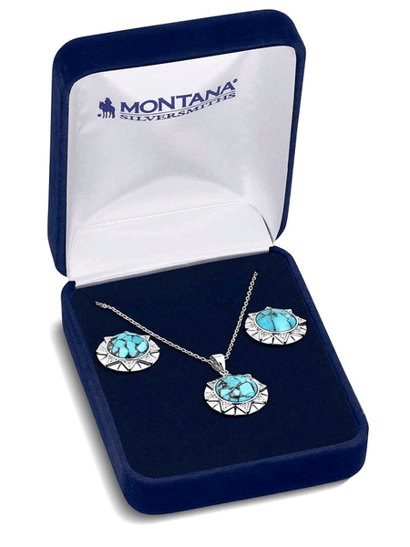 Montana Silversmiths JS6124 Womens Inner Love Turquoise Jewelry Set Silver in box. If you need any assistance with this item or the purchase of this item please call us at five six one seven four eight eight eight zero one Monday through Saturday 10:00a.m EST to 8:00 p.m EST