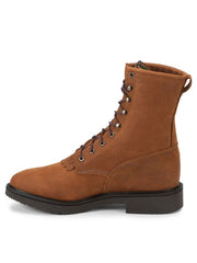 Justin 760 Mens CONDUCTOR 8" Lace Up Work Boot Hazel Brown inner side view. If you need any assistance with this item or the purchase of this item please call us at five six one seven four eight eight eight zero one Monday through Saturday 10:00a.m EST to 8:00 p.m EST