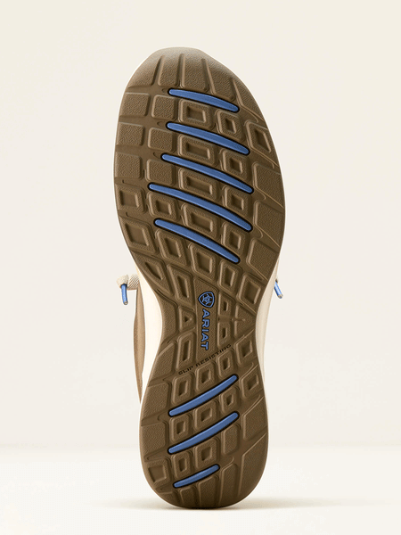 Ariat 10053820 Mens Buckeye Waterproof Shoe Artisan Tan sole view. If you need any assistance with this item or the purchase of this item please call us at five six one seven four eight eight eight zero one Monday through Saturday 10:00a.m EST to 8:00 p.m EST