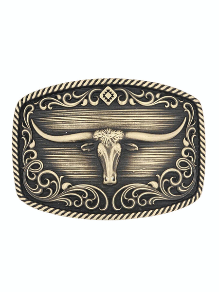 Montana Silversmiths A973C Longhorn Legend Heritage Attitude Buckle Bronze front view. If you need any assistance with this item or the purchase of this item please call us at five six one seven four eight eight eight zero one Monday through Saturday 10:00a.m EST to 8:00 p.m EST