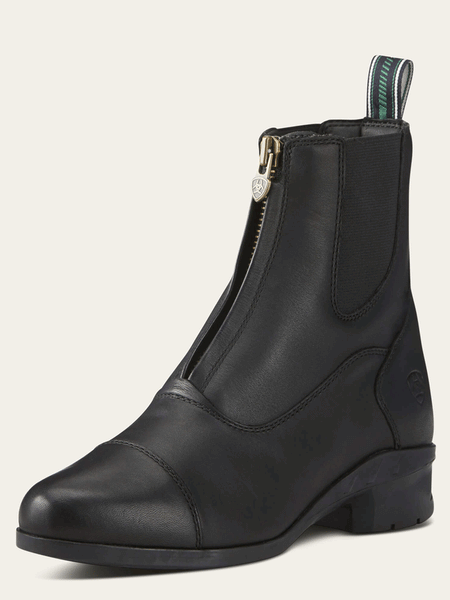 Ariat 10020128 Womens Heritage IV Zip Paddock Boot Black front and side view. If you need any assistance with this item or the purchase of this item please call us at five six one seven four eight eight eight zero one Monday through Saturday 10:00a.m EST to 8:00 p.m EST