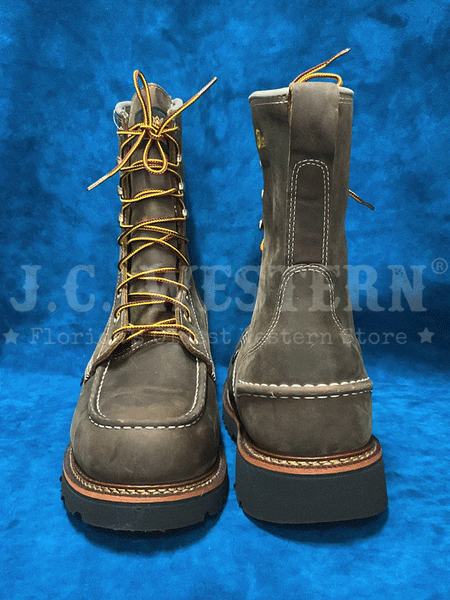 Thorogood 814-3890 Mens Lace Up Moc Toe Waterproof Boot Crazyhorse Brown front and back view. If you need any assistance with this item or the purchase of this item please call us at five six one seven four eight eight eight zero one Monday through Saturday 10:00a.m EST to 8:00 p.m EST