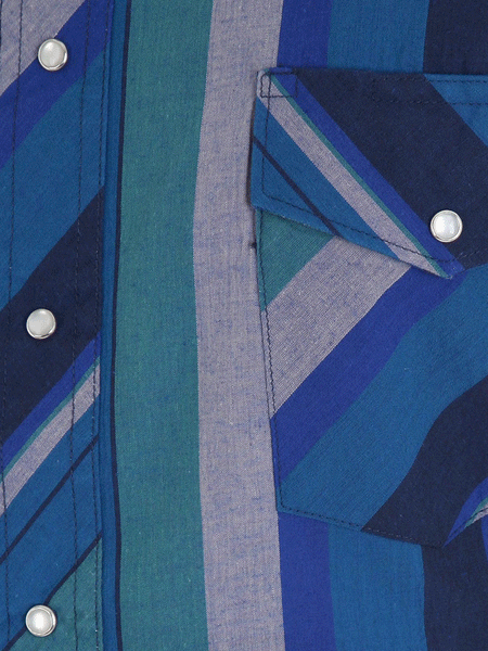 Assorted Wrangler Mens Western Long Sleeve Stripe Shirts 75201AA 75951PP close up of fabric. If you need any assistance with this item or the purchase of this item please call us at five six one seven four eight eight eight zero one Monday through Saturday 10:00a.m EST to 8:00 p.m EST