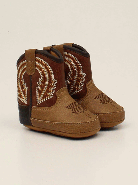 Ariat A442002602 Infants Evan Style LIL STOMPERS Boot Brown front and side view of pair. If you need any assistance with this item or the purchase of this item please call us at five six one seven four eight eight eight zero one Monday through Saturday 10:00a.m EST to 8:00 p.m EST