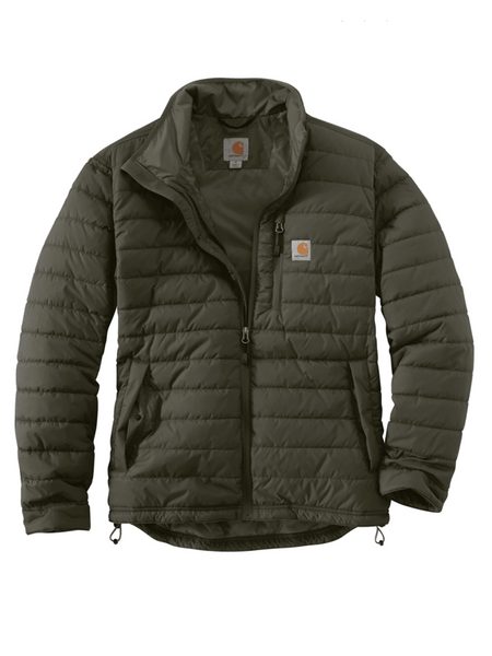 Carhartt 102208-MOS Mens Rain Defender Insulated Lightweight Jacket Moss front view. If you need any assistance with this item or the purchase of this item please call us at five six one seven four eight eight eight zero one Monday through Saturday 10:00a.m EST to 8:00 p.m EST