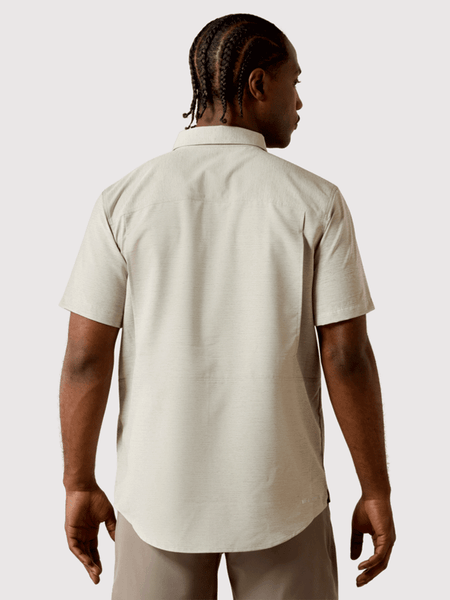 Ariat 10071762 Mens VentTEK Outbound Fitted Short Sleeve Shirt Burnt Olive back view. If you need any assistance with this item or the purchase of this item please call us at five six one seven four eight eight eight zero one Monday through Saturday 10:00a.m EST to 8:00 p.m EST