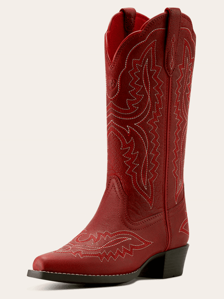 Ariat 10063928 Youth Casanova Western Boot Chili Red front and side view. If you need any assistance with this item or the purchase of this item please call us at five six one seven four eight eight eight zero one Monday through Saturday 10:00a.m EST to 8:00 p.m EST