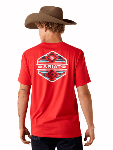Ariat 10054352 Mens Chinelos Hex Classic Fit T-Shirt Mars Red back view. If you need any assistance with this item or the purchase of this item please call us at five six one seven four eight eight eight zero one Monday through Saturday 10:00a.m EST to 8:00 p.m EST