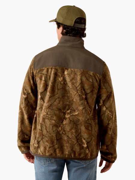 Ariat 10079434 Mens Basis Fleece Pullover Savannah Tan Camo back view. If you need any assistance with this item or the purchase of this item please call us at five six one seven four eight eight eight zero one Monday through Saturday 10:00a.m EST to 8:00 p.m EST