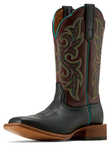 Ariat 10074376 Womens County Lane Wide Square Toe Western Boot Basic Black side / front view. If you need any assistance with this item or the purchase of this item please call us at five six one seven four eight eight eight zero one Monday through Saturday 10:00a.m EST to 8:00 p.m EST