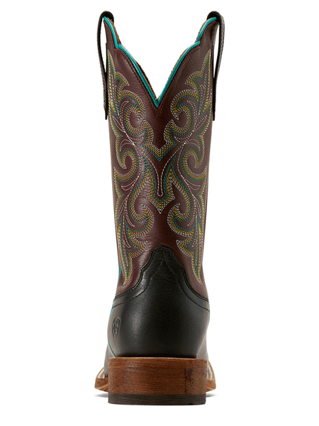 Ariat 10074376 Womens County Lane Wide Square Toe Western Boot Basic Black back view. If you need any assistance with this item or the purchase of this item please call us at five six one seven four eight eight eight zero one Monday through Saturday 10:00a.m EST to 8:00 p.m EST