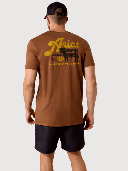 Ariat 10071197 Mens BBQ Smoke Classic Fit T-Shirt Soft Silt back view. If you need any assistance with this item or the purchase of this item please call us at five six one seven four eight eight eight zero one Monday through Saturday 10:00a.m EST to 8:00 p.m EST