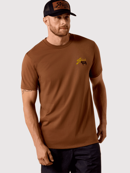 Ariat 10071197 Mens BBQ Smoke Classic Fit T-Shirt Soft Silt front view. If you need any assistance with this item or the purchase of this item please call us at five six one seven four eight eight eight zero one Monday through Saturday 10:00a.m EST to 8:00 p.m EST