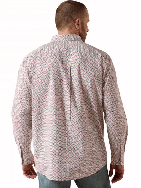 Ariat 10071609 Mens Tiernan Classic Fit Long Sleeve Shirt Geo Print White back view. If you need any assistance with this item or the purchase of this item please call us at five six one seven four eight eight eight zero one Monday through Saturday 10:00a.m EST to 8:00 p.m EST