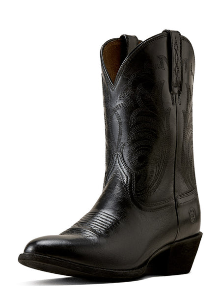 Ariat 10080380 Womens Heritage Noir R Toe Western Boot Dressy Black side / front view. If you need any assistance with this item or the purchase of this item please call us at five six one seven four eight eight eight zero one Monday through Saturday 10:00a.m EST to 8:00 p.m EST