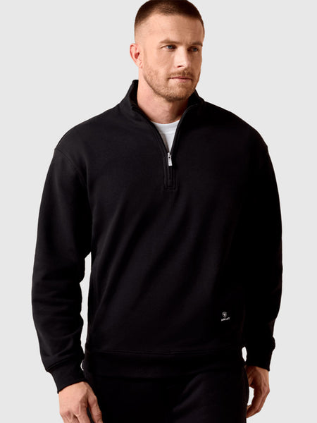 Ariat 10079479 Mens Core Zip Sweatshirt Black front view. If you need any assistance with this item or the purchase of this item please call us at five six one seven four eight eight eight zero one Monday through Saturday 10:00a.m EST to 8:00 p.m EST