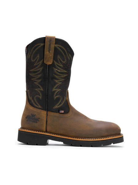 Thorogood 804-4330 Mens American Heritage Square Toe Wellington Boot Crazyhorse Brown full side view. If you need any assistance with this item or the purchase of this item please call us at five six one seven four eight eight eight zero one Monday through Saturday 10:00a.m EST to 8:00 p.m EST