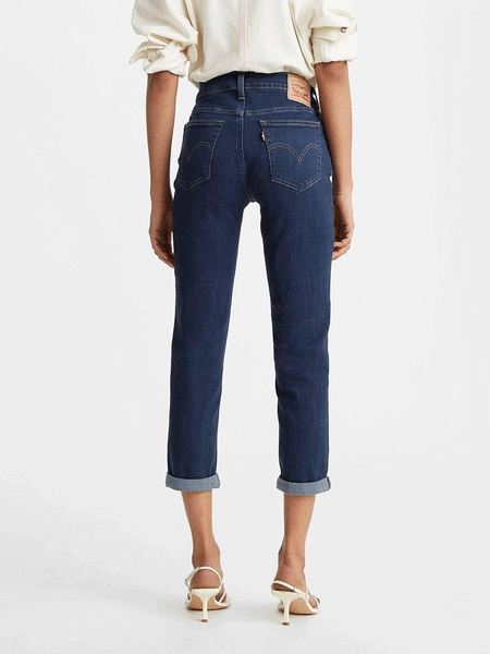 Levi's 198870164 Womens Mid Rise Boyfriend Jean Cobalt Layer back view. If you need any assistance with this item or the purchase of this item please call us at five six one seven four eight eight eight zero one Monday through Saturday 10:00a.m EST to 8:00 p.m EST