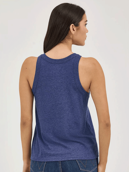 Wrangler 112361904 Womens Western Graphic Goddess Tank Navy Diamond back view. If you need any assistance with this item or the purchase of this item please call us at five six one seven four eight eight eight zero one Monday through Saturday 10:00a.m EST to 8:00 p.m EST