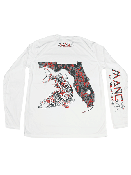 MANG MP1125LS Mens CCA Florida Snook Long Sleeve Performance Tee White back view. If you need any assistance with this item or the purchase of this item please call us at five six one seven four eight eight eight zero one Monday through Saturday 10:00a.m EST to 8:00 p.m EST