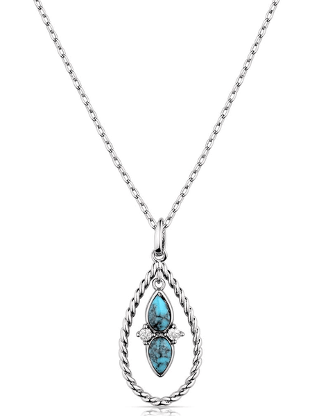 Montana Silversmiths NC5956 Womens Moonlit Ocean Turquoise Necklace Silver front view. If you need any assistance with this item or the purchase of this item please call us at five six one seven four eight eight eight zero one Monday through Saturday 10:00a.m EST to 8:00 p.m EST
