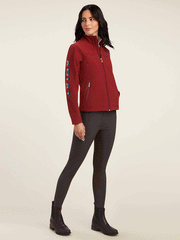 Ariat 10041280 Womens New Team Softshell Jacket Red alternate front view. If you need any assistance with this item or the purchase of this item please call us at five six one seven four eight eight eight zero one Monday through Saturday 10:00a.m EST to 8:00 p.m EST