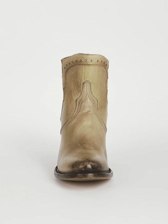 Lucchese M6011 Womens KARLA Studded Bootie Pearl Bone front and side view. If you need any assistance with this item or the purchase of this item please call us at five six one seven four eight eight eight zero one Monday through Saturday 10:00a.m EST to 8:00 p.m EST