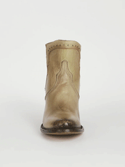Lucchese M6011 Womens KARLA Studded Bootie Pearl Bone full front view. If you need any assistance with this item or the purchase of this item please call us at five six one seven four eight eight eight zero one Monday through Saturday 10:00a.m EST to 8:00 p.m EST