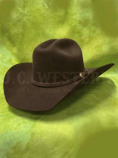 Justin JF0342RDEO4008 3X Rodeo Wool Western Hat Brown front and side view. If you need any assistance with this item or the purchase of this item please call us at five six one seven four eight eight eight zero one Monday through Saturday 10:00a.m EST to 8:00 p.m EST