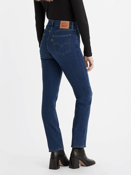 Levi's 188830048 Womens 724 High Rise Slim Straight Jean Dark Wash side and back view. If you need any assistance with this item or the purchase of this item please call us at five six one seven four eight eight eight zero one Monday through Saturday 10:00a.m EST to 8:00 p.m EST