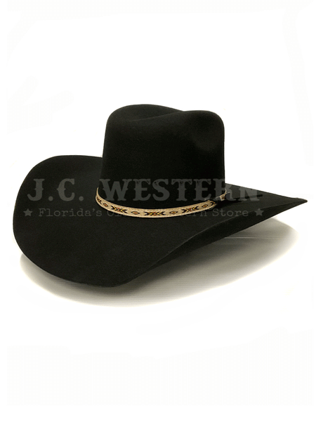 Resistol RWTMPE-914407 TEMPE 3X Western Felt Hat Black front and side view. If you need any assistance with this item or the purchase of this item please call us at five six one seven four eight eight eight zero one Monday through Saturday 10:00a.m EST to 8:00 p.m EST