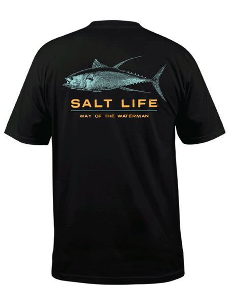 Salt Life SLM11161-BLK Mens Deep Ventures Short Sleeve Tee Black back view. If you need any assistance with this item or the purchase of this item please call us at five six one seven four eight eight eight zero one Monday through Saturday 10:00a.m EST to 8:00 p.m EST