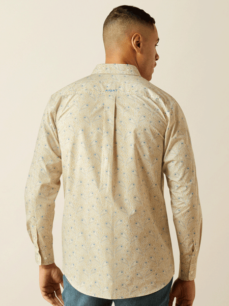 Ariat 10058978 Mens Team Alder Fitted Shirt Blue and Khaki back view. If you need any assistance with this item or the purchase of this item please call us at five six one seven four eight eight eight zero one Monday through Saturday 10:00a.m EST to 8:00 p.m EST