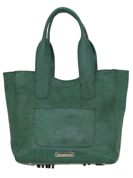 American West 1778915 Ladies Gypsy Patch Large Zip-Top Tote Bag Light Turquoise back view. If you need any assistance with this item or the purchase of this item please call us at five six one seven four eight eight eight zero one Monday through Saturday 10:00a.m EST to 8:00 p.m EST