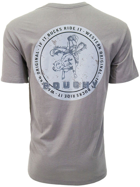 Hooey RT1517DKGY Mens BUCKIN BRONC T-Shirt Steel Grey back view. If you need any assistance with this item or the purchase of this item please call us at five six one seven four eight eight eight zero one Monday through Saturday 10:00a.m EST to 8:00 p.m EST