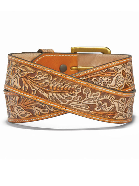 Justin C14124 Natural Floral Belt Tan back view. If you need any assistance with this item or the purchase of this item please call us at five six one seven four eight eight eight zero one Monday through Saturday 10:00a.m EST to 8:00 p.m EST+